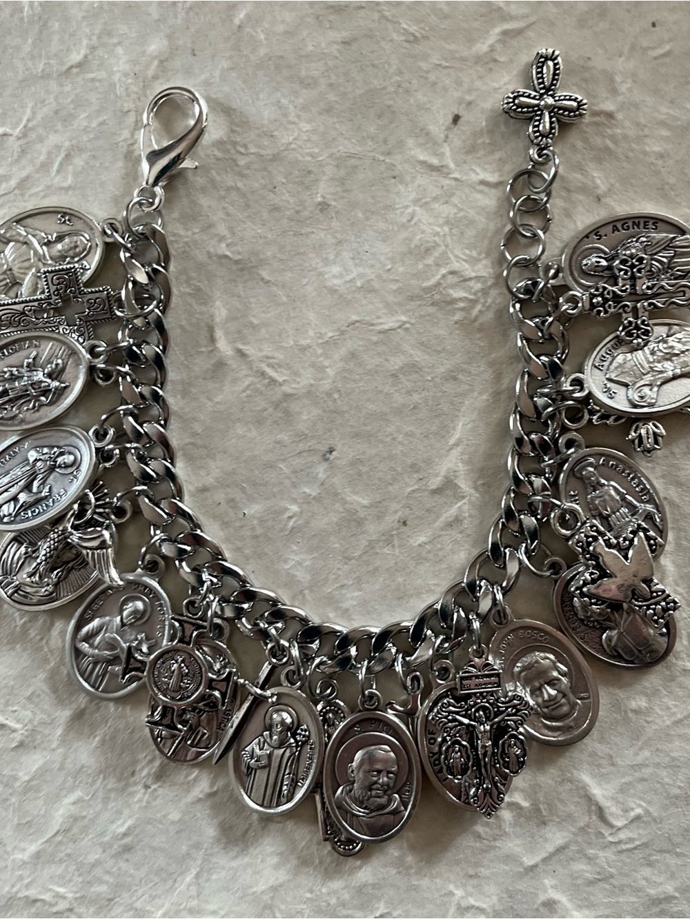 CHARM BRACELET Italian Roman Saints Catholic Medals Patron Saints - Picture 11 of 12